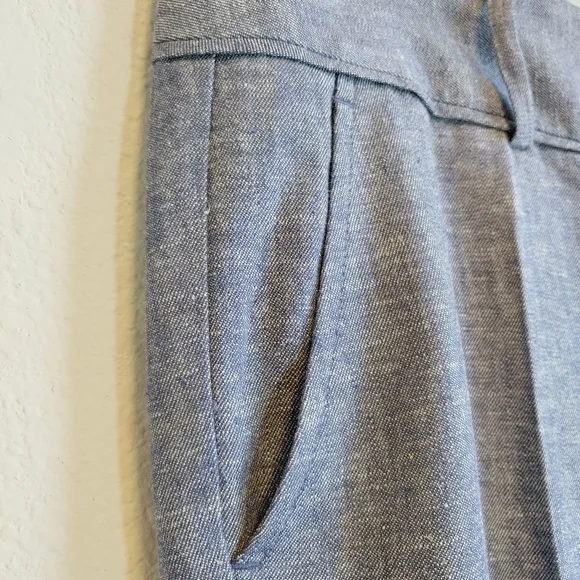 LOFT Blue Marisa Trousers Wide-Leg Linen Blend - Picture 4 of 11